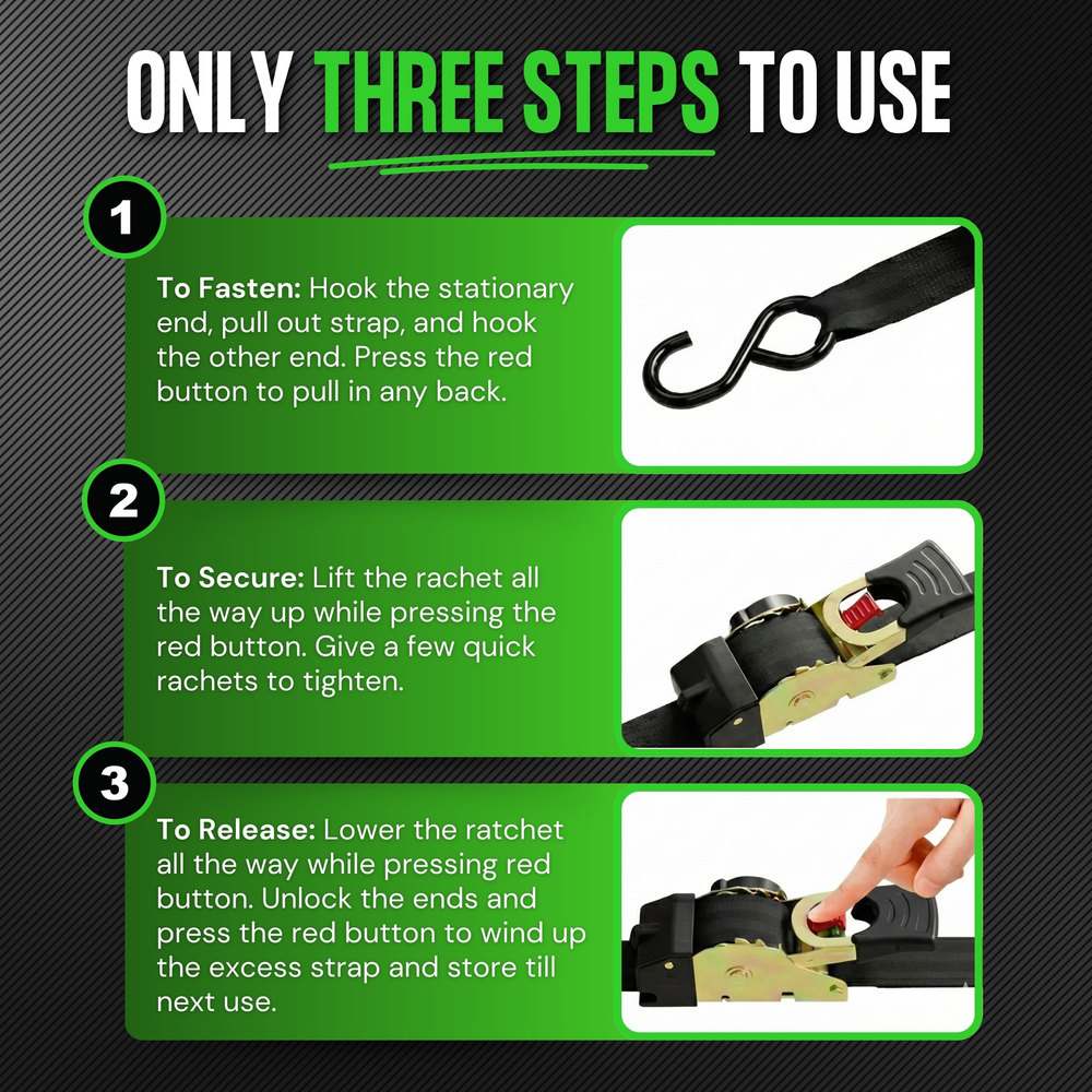 🎁 Limited Time – Upgraded 2025 Retractable Ratchet Strap (Perfect Gift for Men💙)